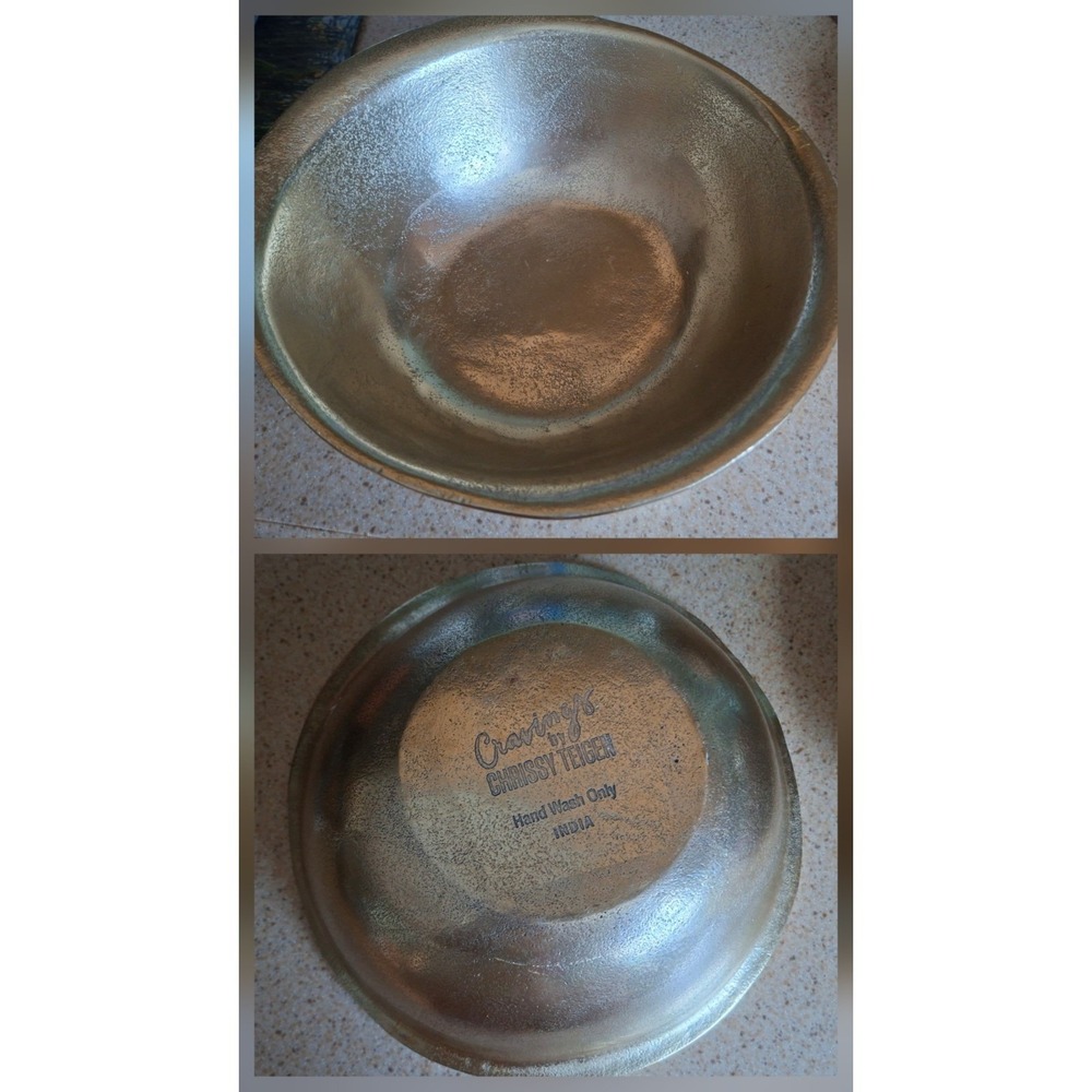 Cravings Chrissy Teigen Aluminum Bowl 10" Champagne Gold Excellent Rough Texture